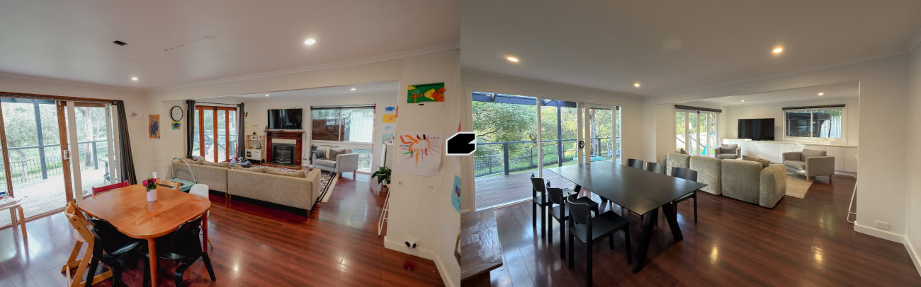 The St Ferrer Impact Build Before and After Living and Dining One Day Home Renovation